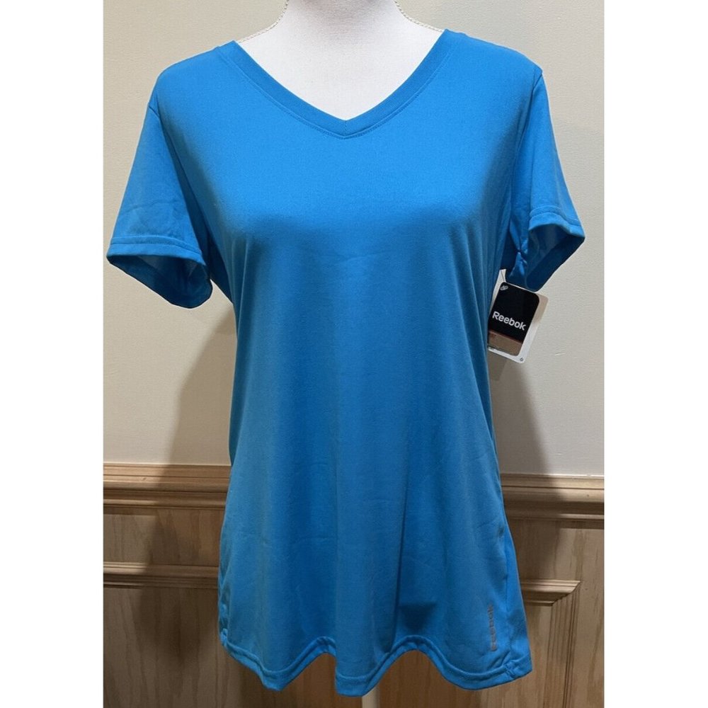 Reebok Women's Short Sleeve V-Neck Tee in Bright Blue